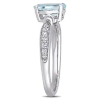 Julianna B 10K White Gold Aquamarine & 0.16CTW Diamond Fashion Ring