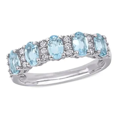 Julianna B 14K White Gold Aquamarine & 0.16CTW Diamond Fashion Ring