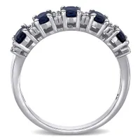 Julianna B 14K White Gold Blue Sapphire & 0.16CTW Diamond Fashion Ring