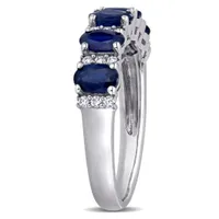 Julianna B 14K White Gold Blue Sapphire & 0.16CTW Diamond Fashion Ring