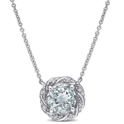 Julianna B 10K White Gold Aquamarine & 0.12CTW Diamond Pendant with Chain