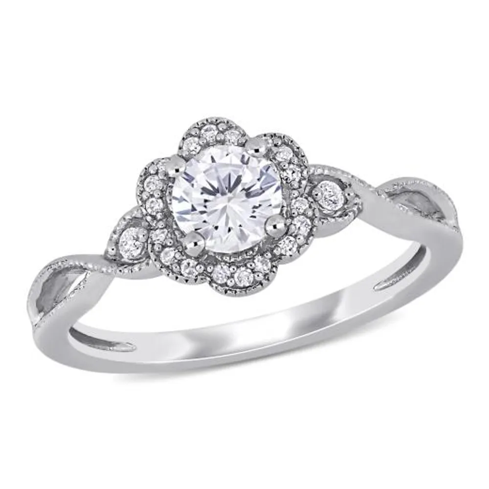 Julianna B Sterling Silver Created White Sapphire & 0.10CTW Diamond Fashion Ring