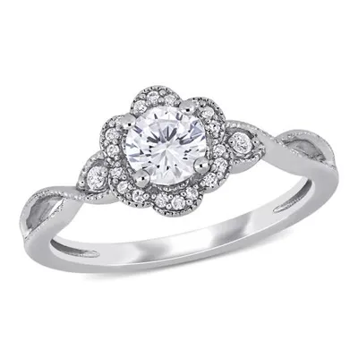 Julianna B Sterling Silver Created White Sapphire & 0.10CTW Diamond Fashion Ring