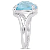 Julianna B Sterling Silver Blue Topaz & White Topaz Fashion Ring