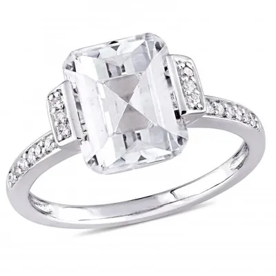 Julianna B Sterling Silver White Topaz & 0.10CTW Diamond Fashion Ring