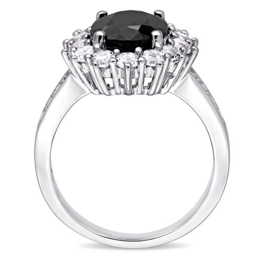 Julianna B Sterling Silver Black Sapphire & Created White Sapphire Fashion Ring