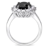 Julianna B Sterling Silver Black Sapphire & Created White Sapphire Fashion Ring