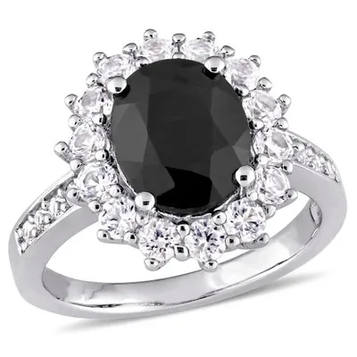 Julianna B Sterling Silver Black Sapphire & Created White Sapphire Fashion Ring