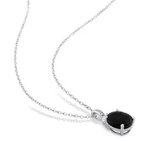 Julianna B Sterling Silver Black Sapphire Created White Sapphire&Diamond Pendant