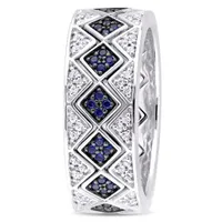 Julianna B Sterling Silver Created Sapphire Created White Sapphire Ring