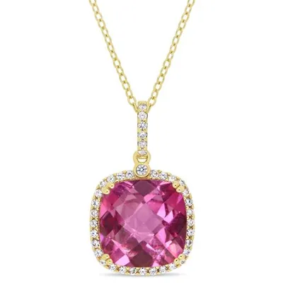 Julianna B Sterling Silver Pink Topaz & White Sapphire Pendant with Chain