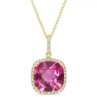 Julianna B Sterling Silver Pink Topaz & White Sapphire Pendant with Chain