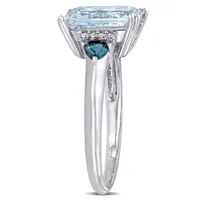 Julianna B Sterling Silver Aquamarine & 0.04CTW Diamond Fashion Ring