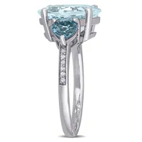 Julianna B Sterling Silver Aquamarine Blue Topaz & 0.05CTW Diamond Fashion Ring