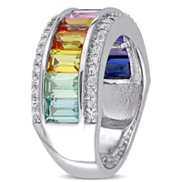 Julianna B Sterling Silver Multi Colour Created Sapphire Fashion Ring