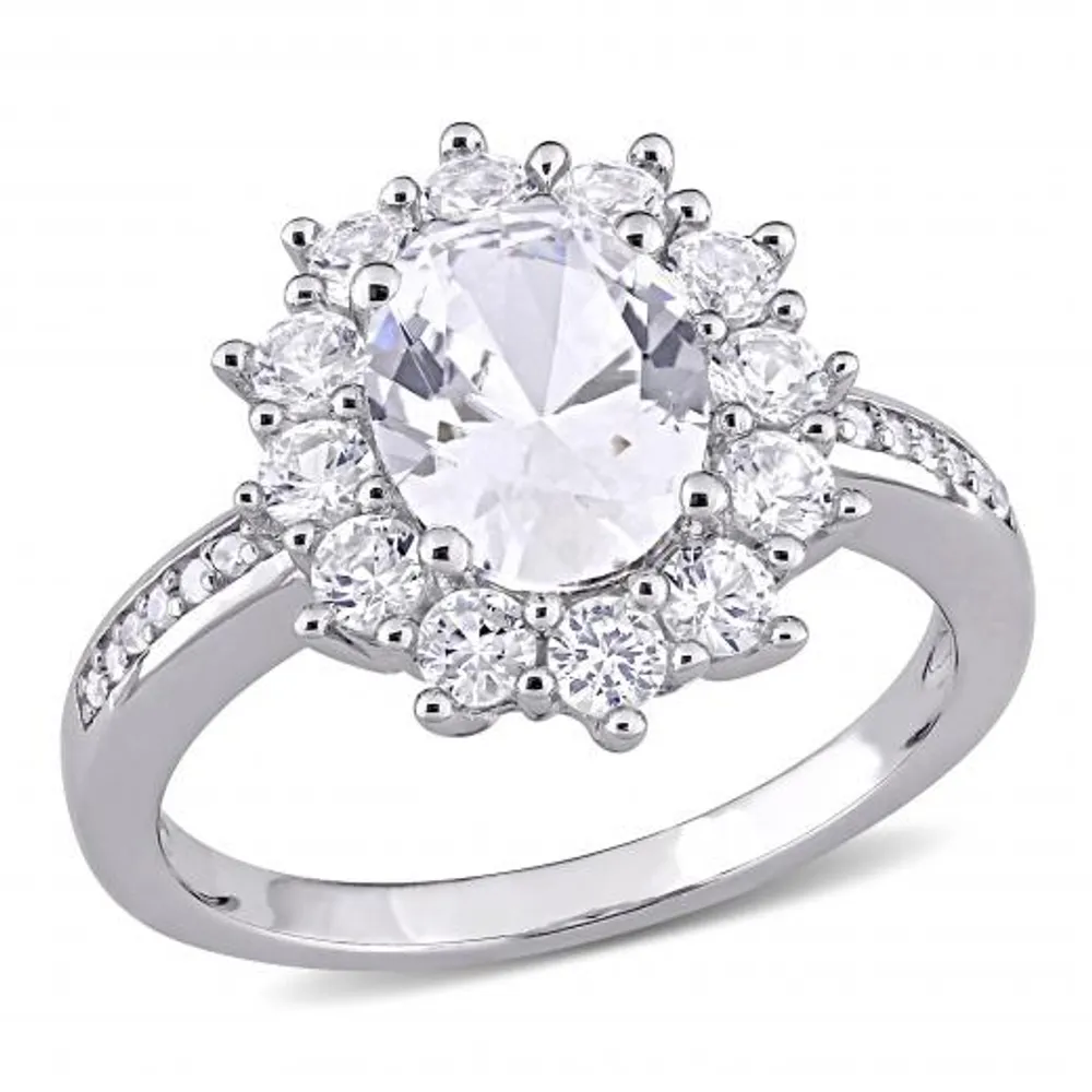 Julianna B Sterling Silver Created White Sapphire & 0.05CTW Diamond Fashion Ring