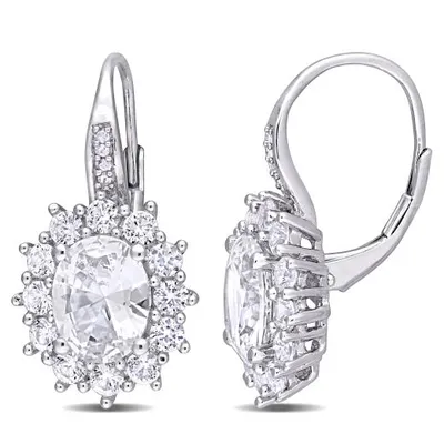 Julianna B Sterling Silver Created White Sapphire & 0.05CTW Diamond Earrings