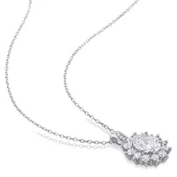 Julianna B Sterling Silver Created White Sapphire & 0.02CTW Diamond Necklace