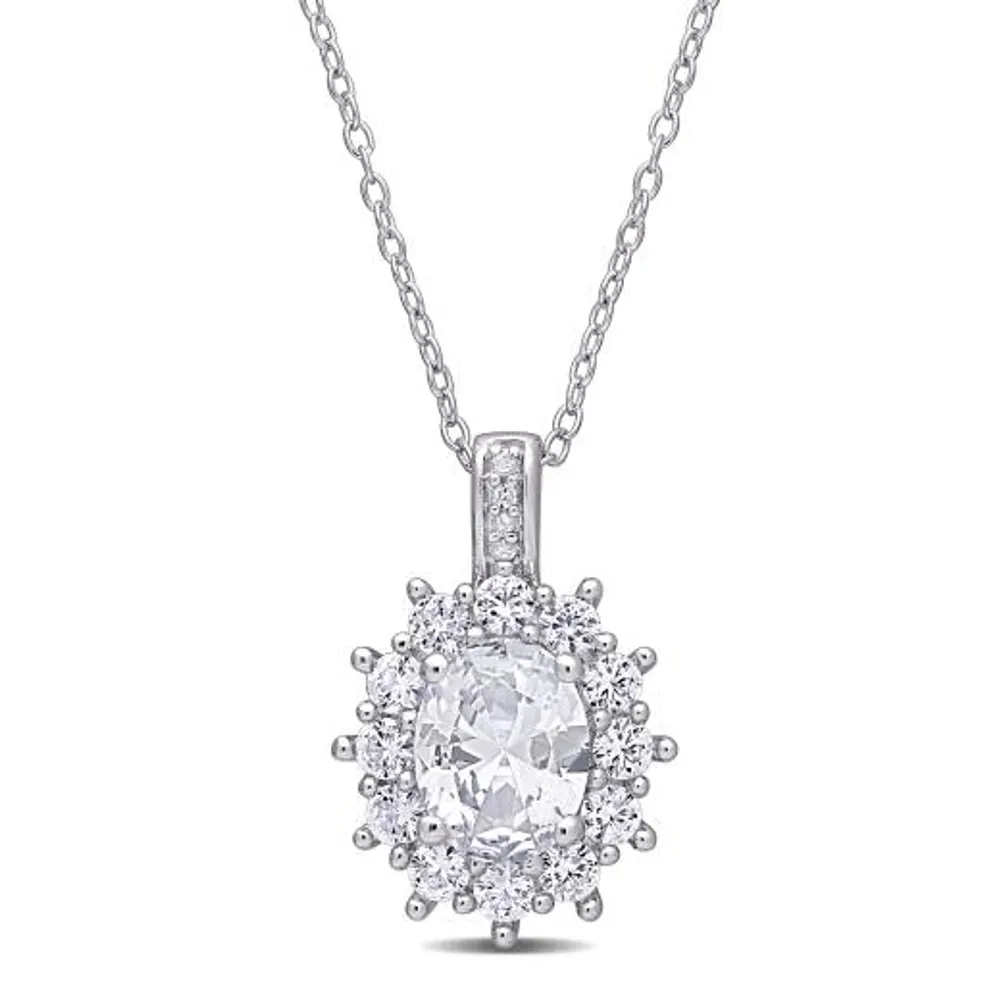 Julianna B Sterling Silver Created White Sapphire & 0.02CTW Diamond Necklace