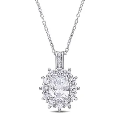 Julianna B Sterling Silver Created White Sapphire & 0.02CTW Diamond Necklace