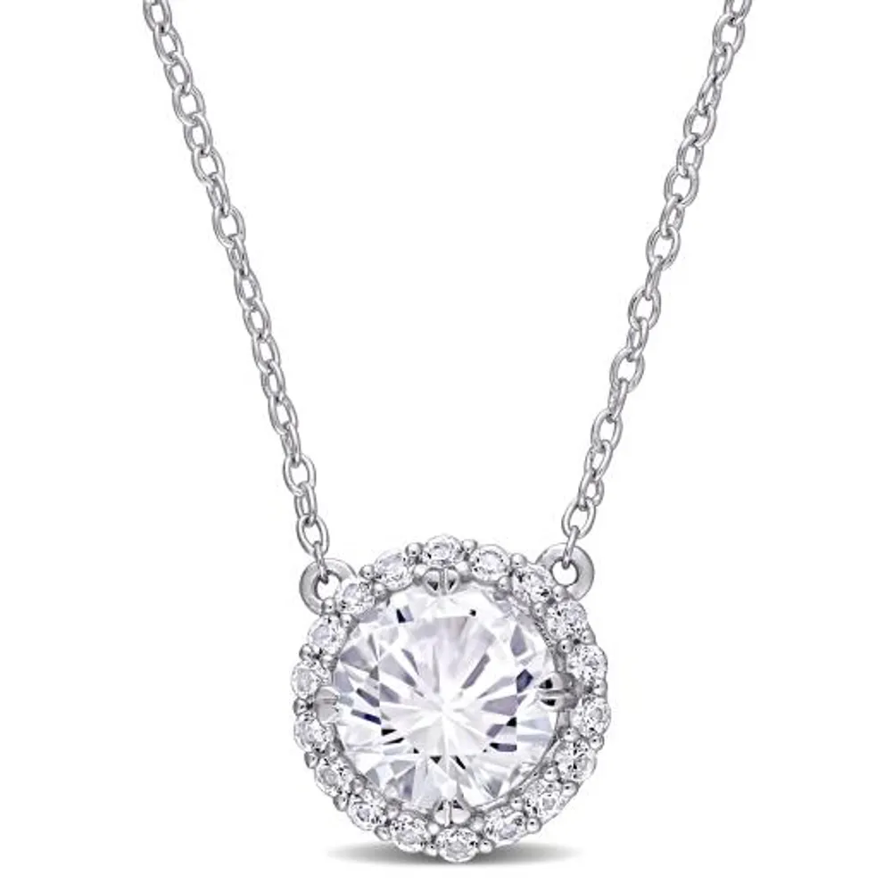 Julianna B Sterling Silver Created White Sapphire Fashion Pendant with Chain