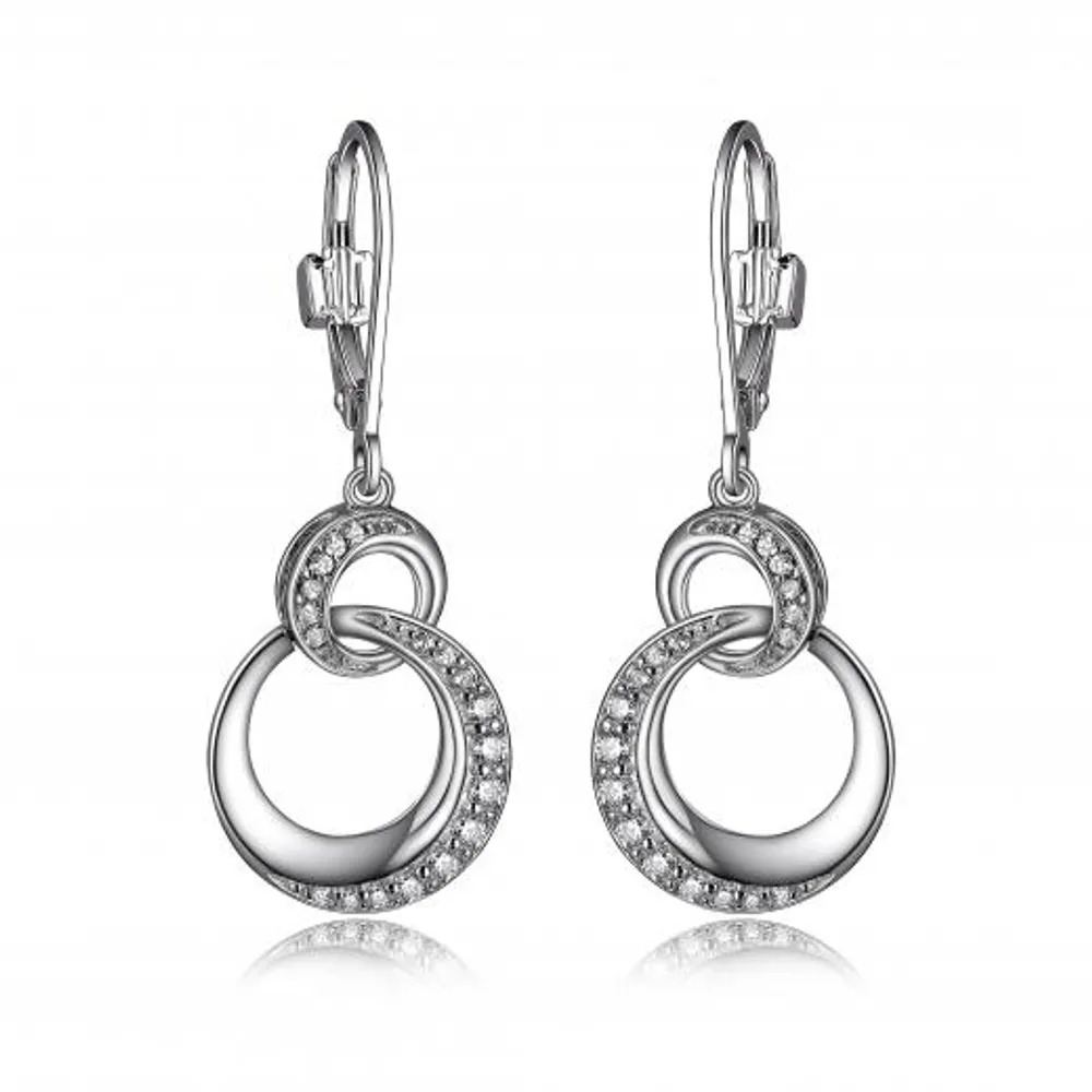 Elle "Hug" Dangle Leverback Earrings with Cubic Zirconia