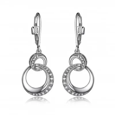 Elle "Hug" Dangle Leverback Earrings with Cubic Zirconia