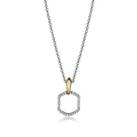 Elle 17+2" 2-Tone Cubic Zirconia Pendant Necklace