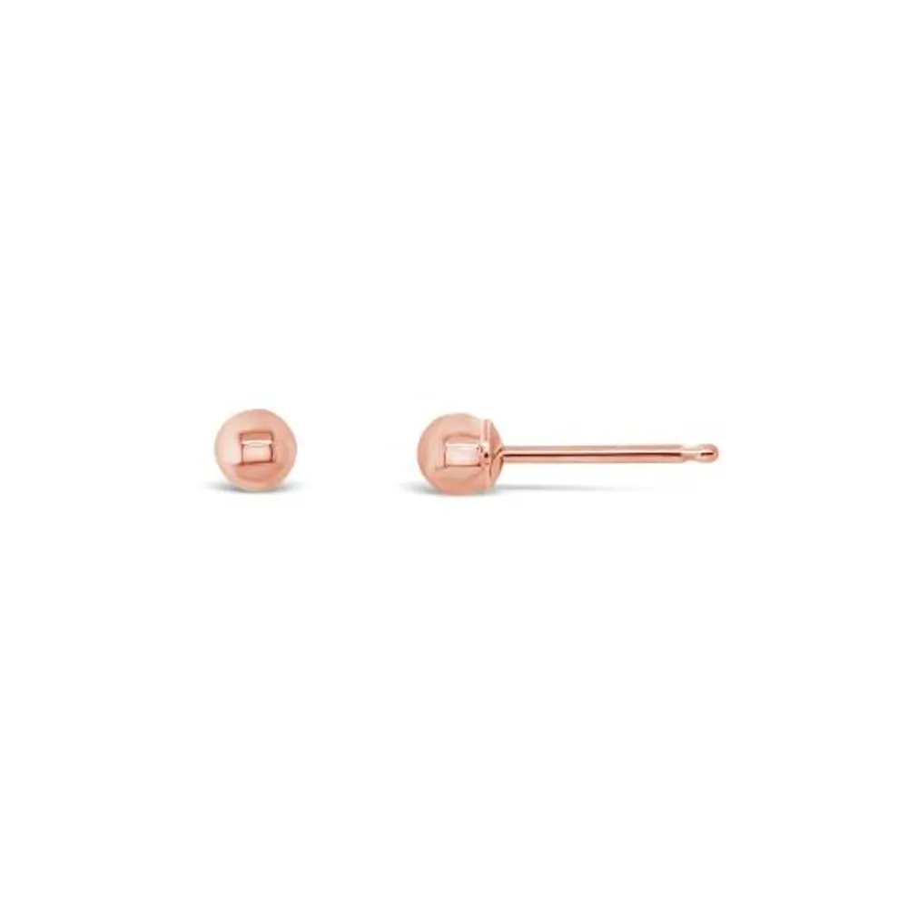 10K Rose Gold 3mm Ball Earrings