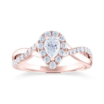 Diamond Revelations 14K Rose Gold Pear Shaped 0.70CTW Bridal Ring