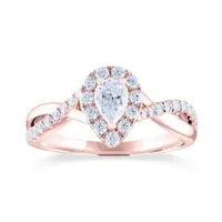 Diamond Revelations 14K Rose Gold Pear Shaped 0.70CTW Bridal Ring