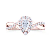 Diamond Revelations 14K Rose Gold Pear Shaped 0.70CTW Bridal Ring