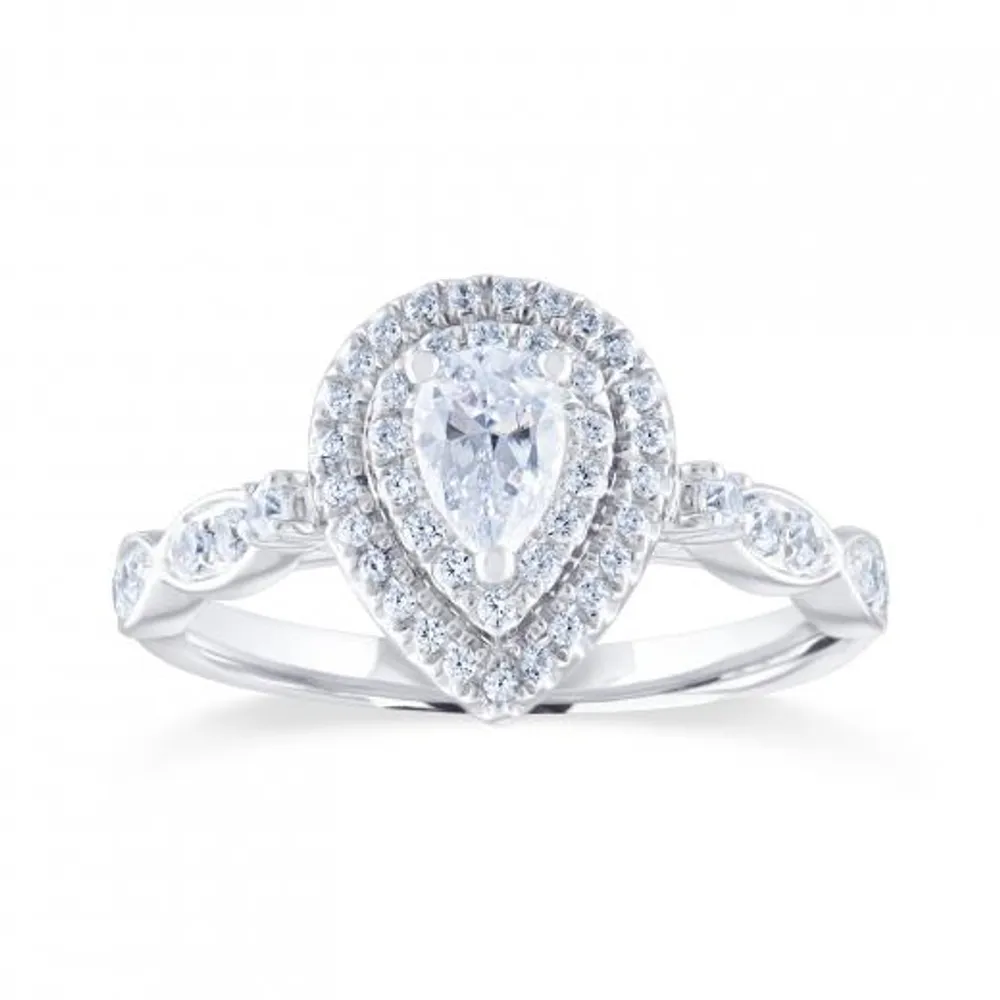 Diamond Revelations 14K White Gold 0.70CTW Pear Shaped Bridal Ring