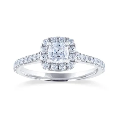 Diamond Revelations 14K White Gold 0.80CTW Cushion Cut Bridal Ring