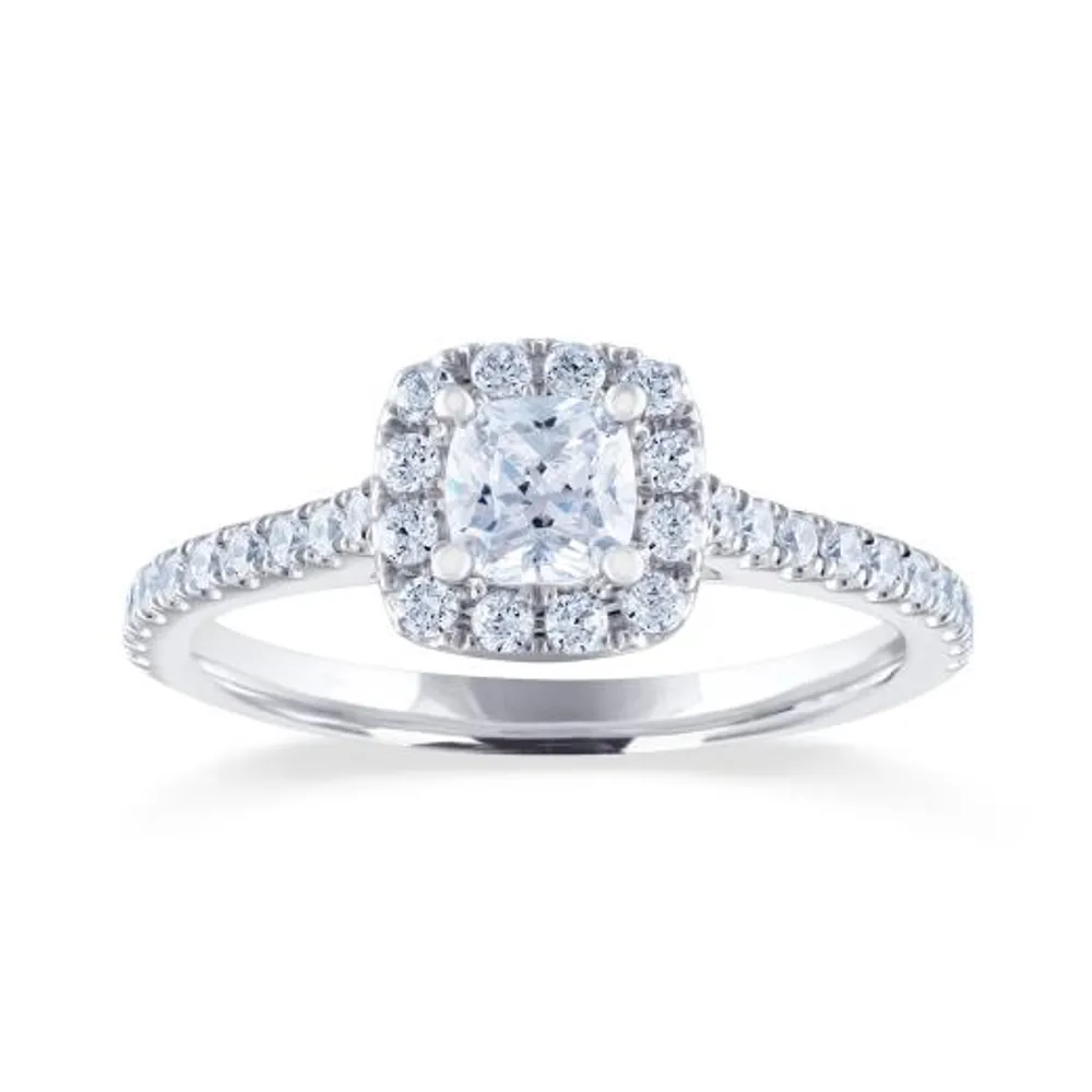 Diamond Revelations 14K White Gold 0.80CTW Cushion Cut Bridal Ring