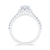 Diamond Revelations 14K White Gold 0.95CTW Princess Cut Halo Bridal Ring