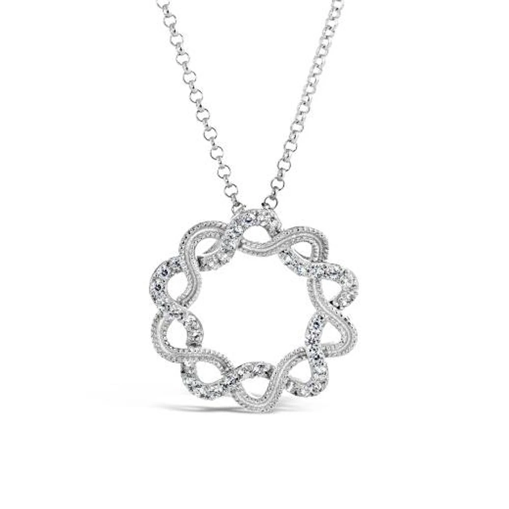 Sterling Silver 19" Cubic Zirconia Circle Swirl