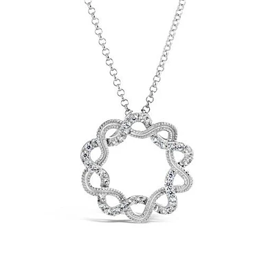 Sterling Silver 19" Cubic Zirconia Circle Swirl