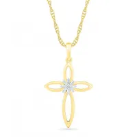 10K Yellow Gold 0.05CTW Diamond Cross Pendant