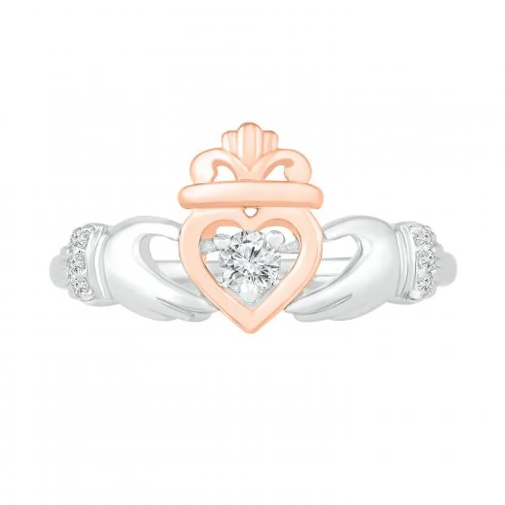 Sterling Silver & 10K Rose Gold Claddagh Ring