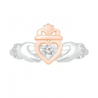 Sterling Silver & 10K Rose Gold Claddagh Ring