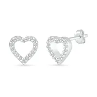 10K White Gold 0.05CTW Diamond Heart Earrings