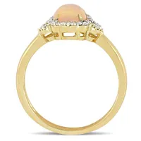 Julianna B 10K Yellow Gold Ethiopian Opal and Diamond Halo Ring