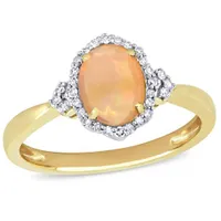 Julianna B 10K Yellow Gold Ethiopian Opal and Diamond Halo Ring