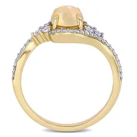 Julianna B 10K Yellow Gold Ethiopian Opal White Sapphire & 0.20CTW Diamond Ring