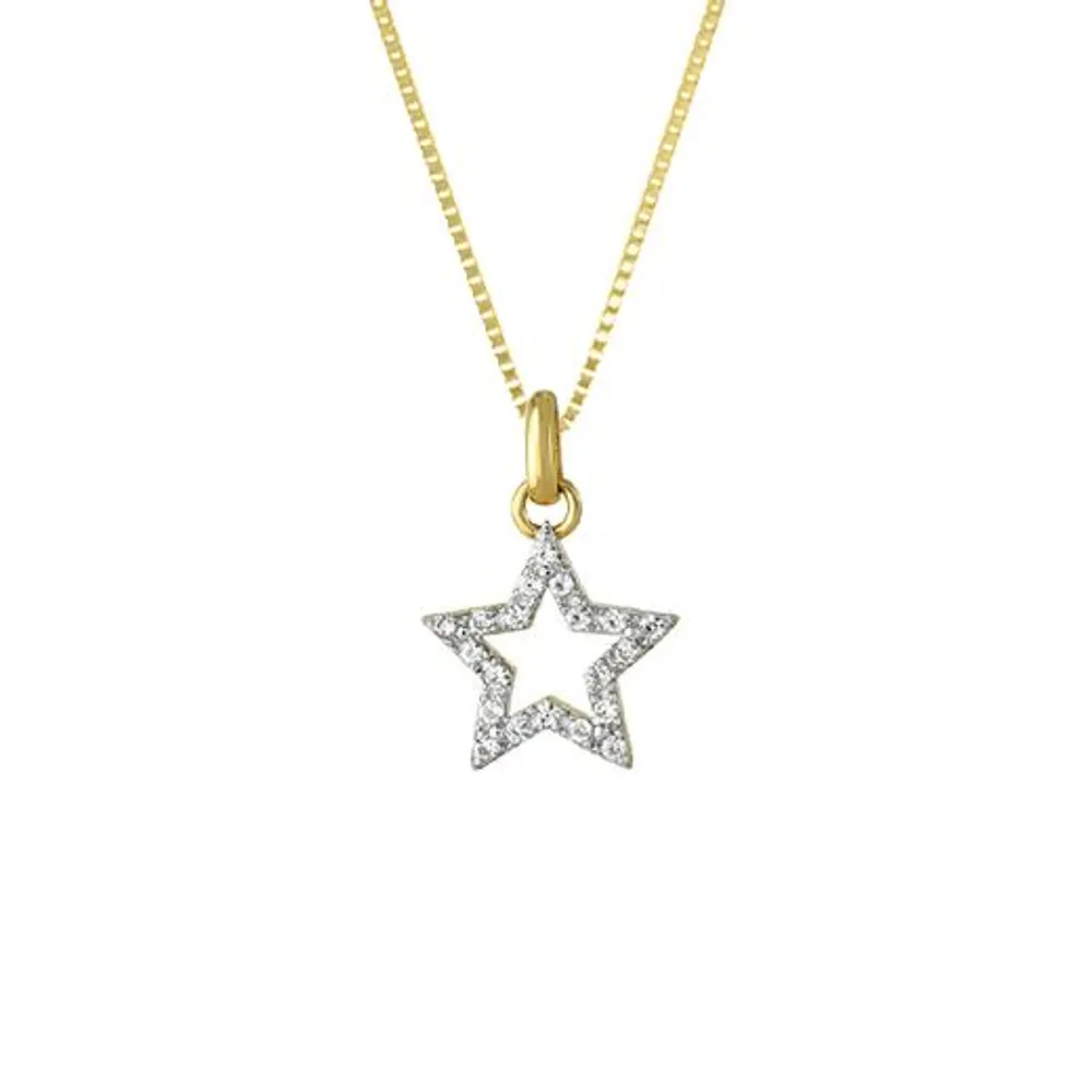 10K Yellow Gold Cubic Zirconia Star Pendant w/Chain