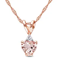 Julianna B 10K Rose Gold Heart Shaped Morganite and Diamond Pendant