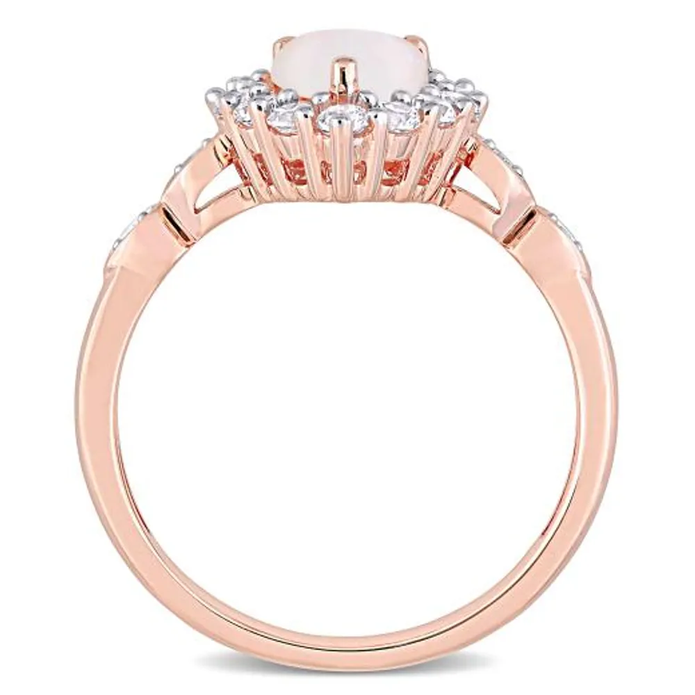 Julianna B 10K Rose Gold Opal Created White Sapphire & Diamond Accent Ring