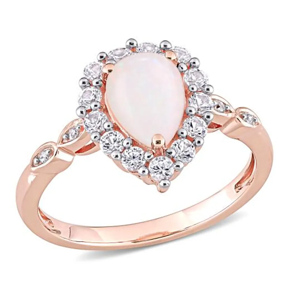 Julianna B 10K Rose Gold Opal Created White Sapphire & Diamond Accent Ring