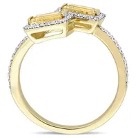 Julianna B 14K Yellow Gold Baguette Cut Citrine and 0.25CTW Diamond Ring